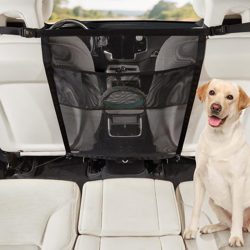 Veitail Dog Car Barrier,Dog Net for Car Divider,Pet Barrier with Mesh Organizer,Universal for Car,SUV,Truck - Image 1